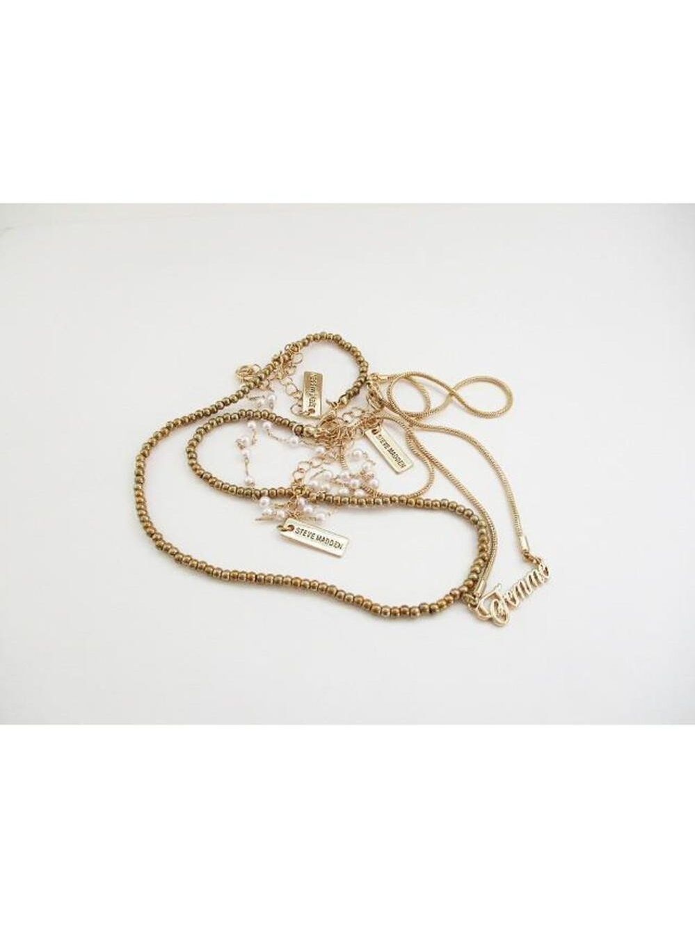 Steve Madden 3 Pack Goldtone "Femme" Charm Necklace